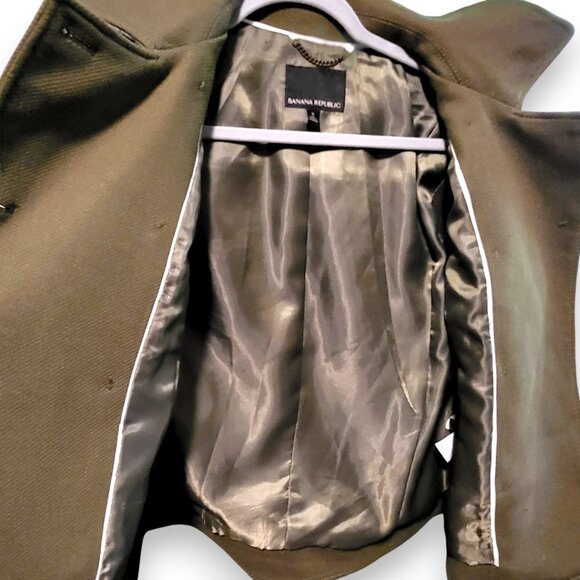 Banana Republic Olive Green Military Peacoat Wool Jacket | Women’s Small | NWOT - Picture 13 of 15